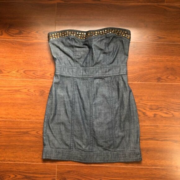 Forever 21 Denim Studded Dress Size Medium - Picture 1 of 3